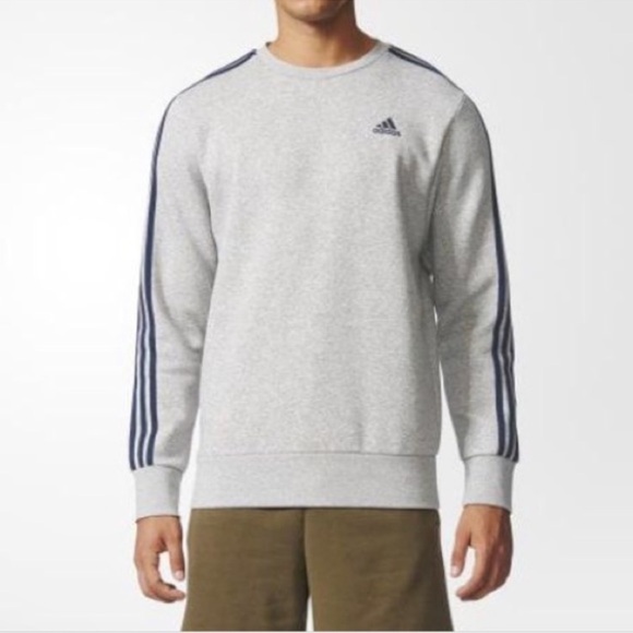 Adidas Men's Gray Sweater with Blue Accents - Picture 1 of 10